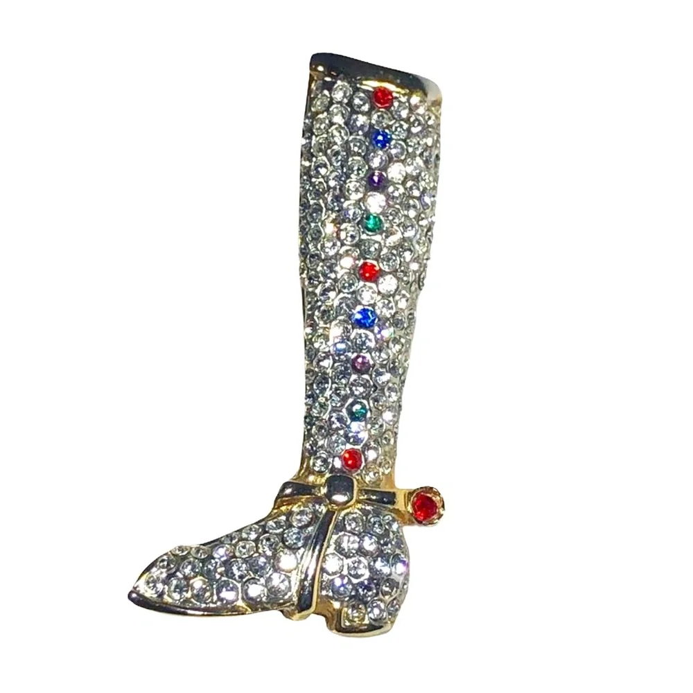 VINTAGE CRYSTAL COWBOY BOOT BROOCH
